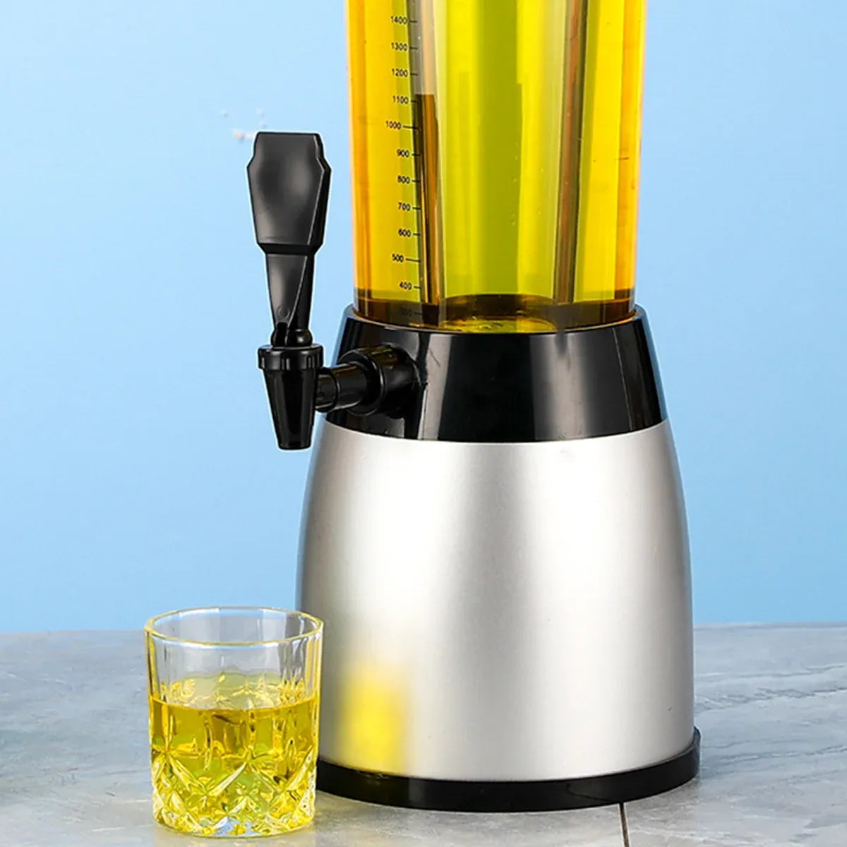 2.5L Beer Tower Beverage Dispenser Clear for Bar Party Home KTV Drink Serving - Silver