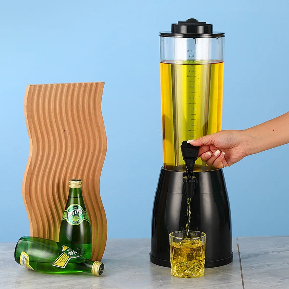 2.5L Beer Tower Beverage Dispenser Clear for Bar Party Home KTV Drink Serving - Silver