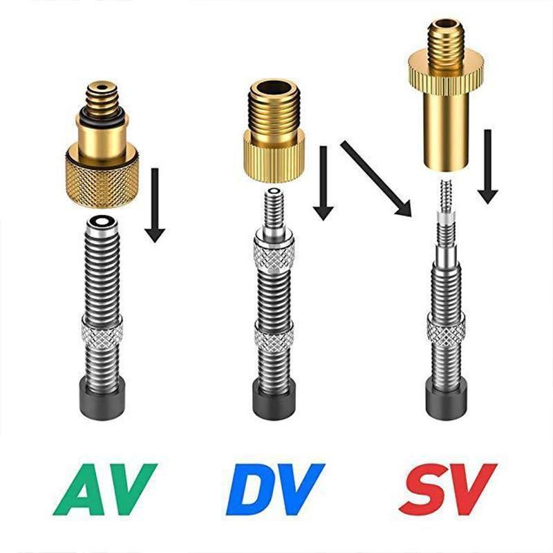 24PCS Bike Valve Adapter Kit Brass Pump Nozzles for Presta AV DV SV Ball Inflator