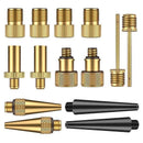 24PCS Bike Valve Adapter Kit Brass Pump Nozzles for Presta AV DV SV Ball Inflator