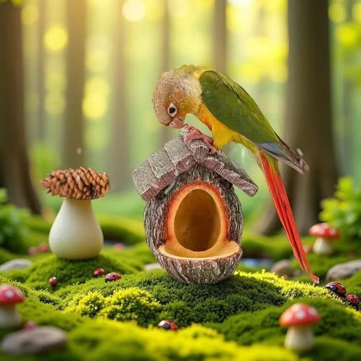 Bird Nest Bird Feeder Outdoor Garden Resin for Birds Backyard Patio Decor