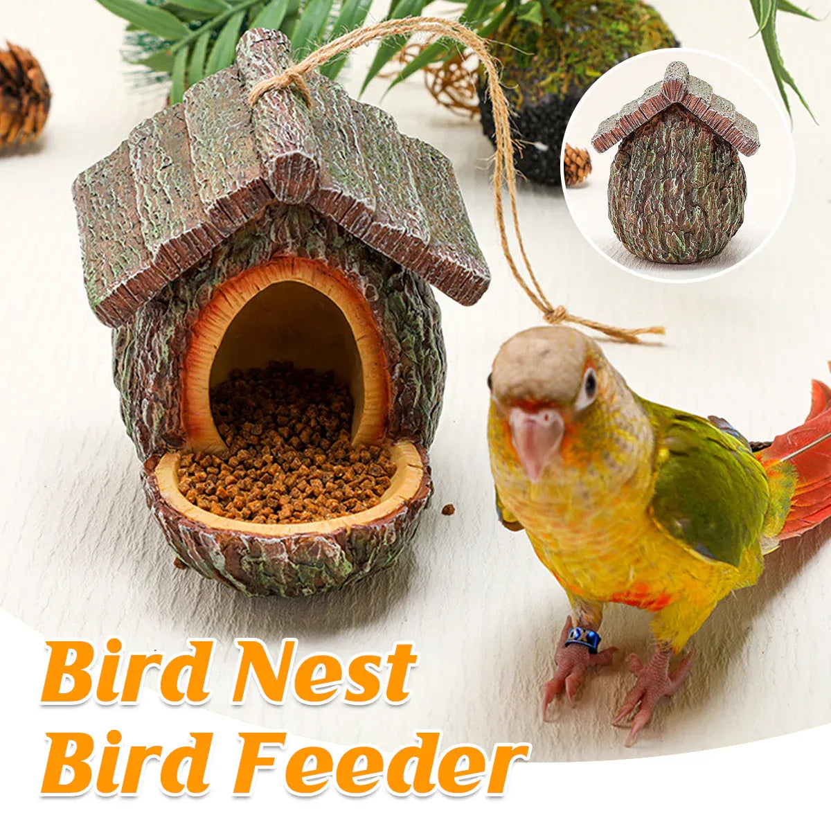 Bird Nest Bird Feeder Outdoor Garden Resin for Birds Backyard Patio Decor