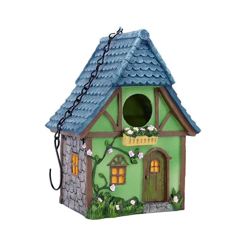 Bird House Resin Nest Outdoor Hanging Shed Feeder for Garden Yard Decorative Use