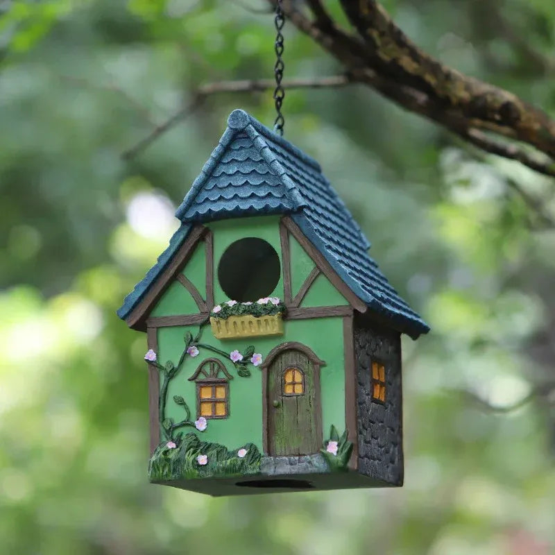 Bird House Resin Nest Outdoor Hanging Shed Feeder for Garden Yard Decorative Use