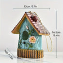 Handmade Birdhouse Resin Cute Patio Garden Hanging Nest Decoration for Outdoors - Blue