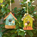 Handmade Birdhouse Resin Cute Patio Garden Hanging Nest Decoration for Outdoors - Blue