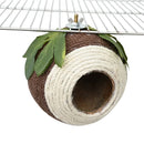 Bird Nest Parrot Nest Coconut Shell Braided Twine Colourful Cage Hanging Bed - White-Brown-Screw Model