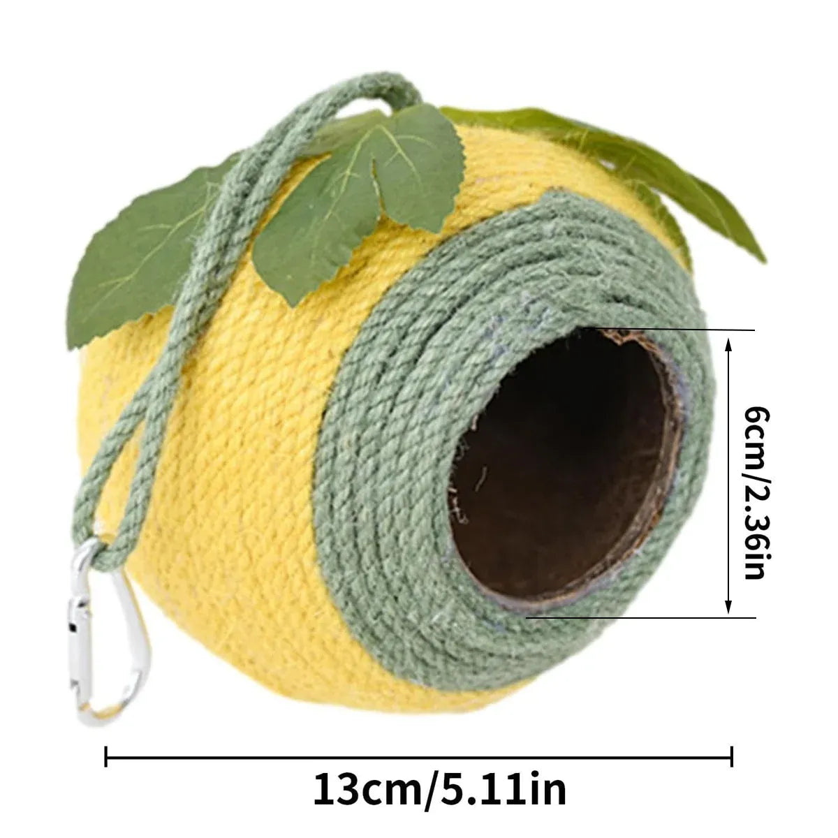 Bird Nest Parrot Nest Coconut Shell Braided Twine Colourful Cage Hanging Bed - White-Brown-Screw Model