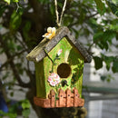 Handmade Birdhouse Resin Cute Patio Garden Hanging Nest Decoration for Outdoors - Green