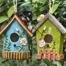 Handmade Birdhouse Resin Cute Patio Garden Hanging Nest Decoration for Outdoors - Green