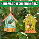 Handmade Birdhouse Resin Cute Patio Garden Hanging Nest Decoration for Outdoors - Green