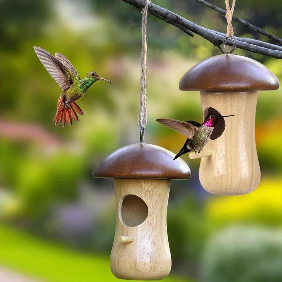 Wooden Bird Nest Cage Hummingbird Feeder House Hanging Home Garden Decorations - 2