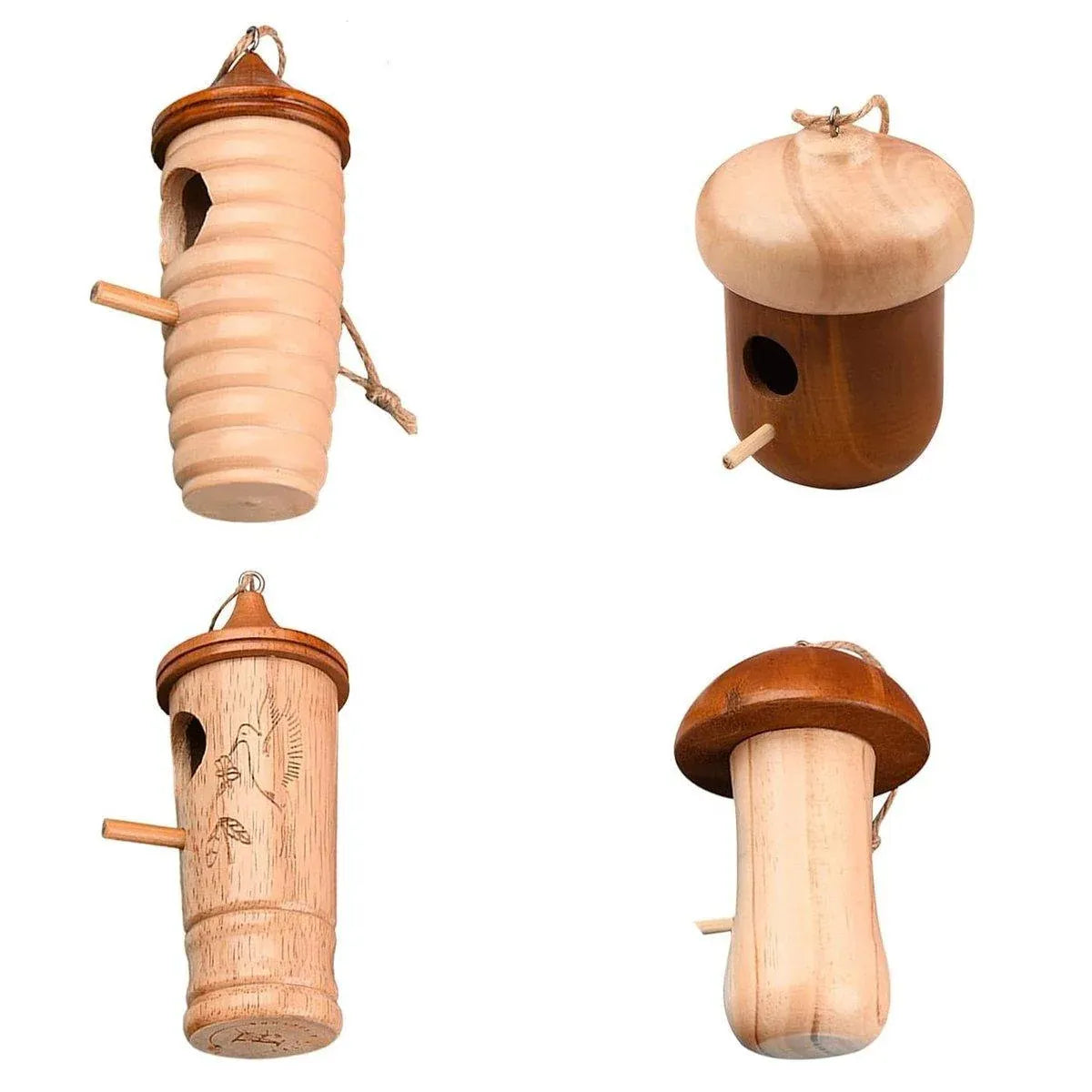 Wooden Bird Nest Cage Hummingbird Feeder House Hanging Home Garden Decorations - 4