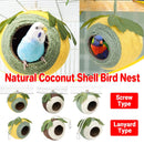 Bird Nest Parrot Nest Coconut Shell Braided Twine Colourful Cage Hanging Bed - Green-Yellow-Screw Model