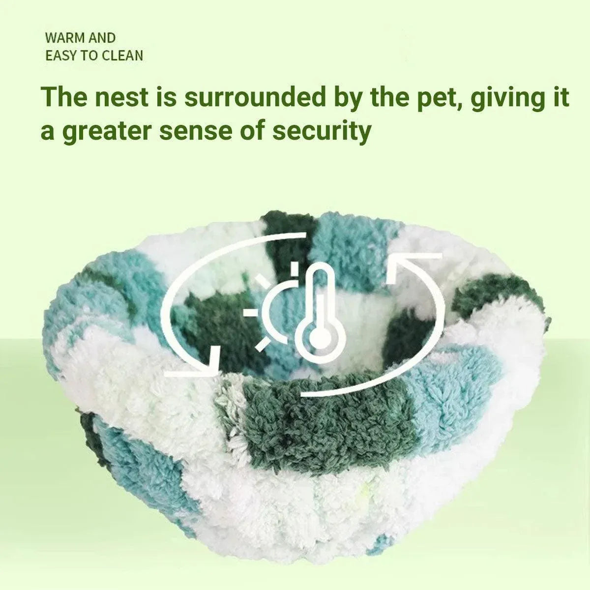 Parrot Winter Warm Nest Fluffy Cotton Hanging Bed Colourful Bird Cage House - Green
