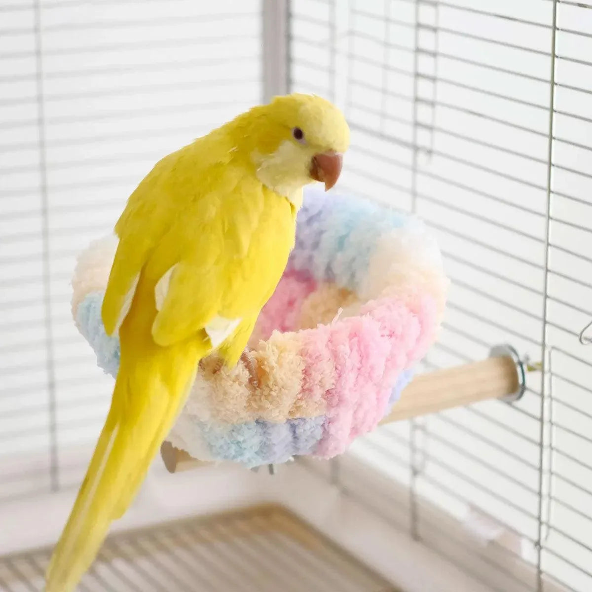 Parrot Winter Warm Nest Fluffy Cotton Hanging Bed Colourful Bird Cage House - Green
