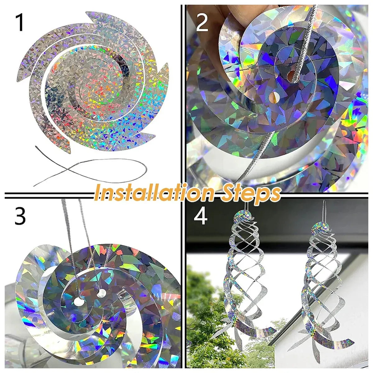 10PCS Hanging Reflective Bird Deterrent Wind Spinner Outdoor Garden Yard