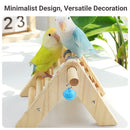 Wooden Bird Ladder Toy With Bell Parrot Perch Stand Climbing Gym Accessories Fun