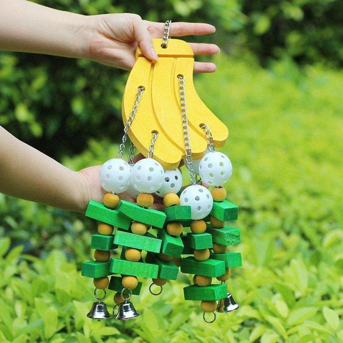 Wooden Parrot Chew Toy Bird Toys for Large and Small Birds Natural Pet Chew Toy - Banana
