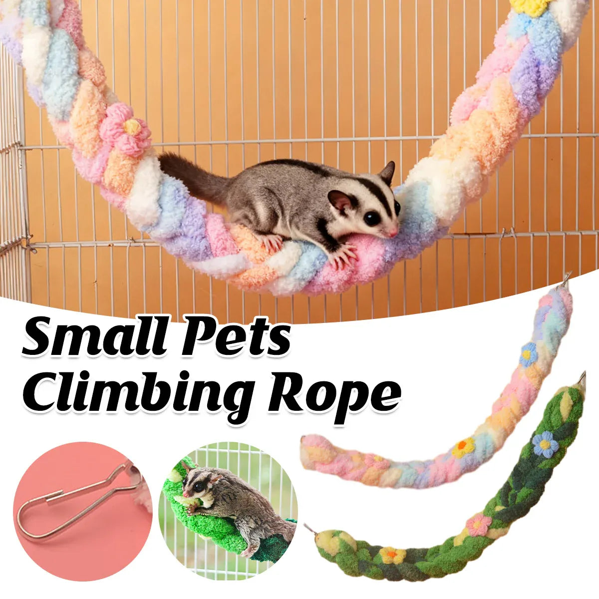 Small Pets Climbing Rope for Small Pet Cage Play Exercise Chewing Toy Use - Green