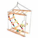Bird Ladder Swing Toy Double Layer Wooden Ring Bell for Parrots