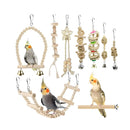 Bird Chew Toys Wooden Color 9-Piece Set Swing Hanging Bridge for Parrots AUS