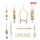 Bird Chew Toys Wooden Color 9-Piece Set Swing Hanging Bridge for Parrots AUS
