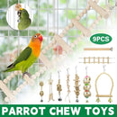 Bird Chew Toys Wooden Color 9-Piece Set Swing Hanging Bridge for Parrots AUS