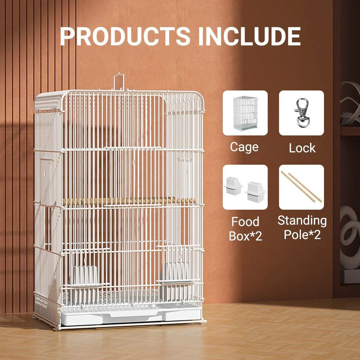 Large Parrot Birdcage with Stand for Birds Play Area Pet Habitat Flight Cage
