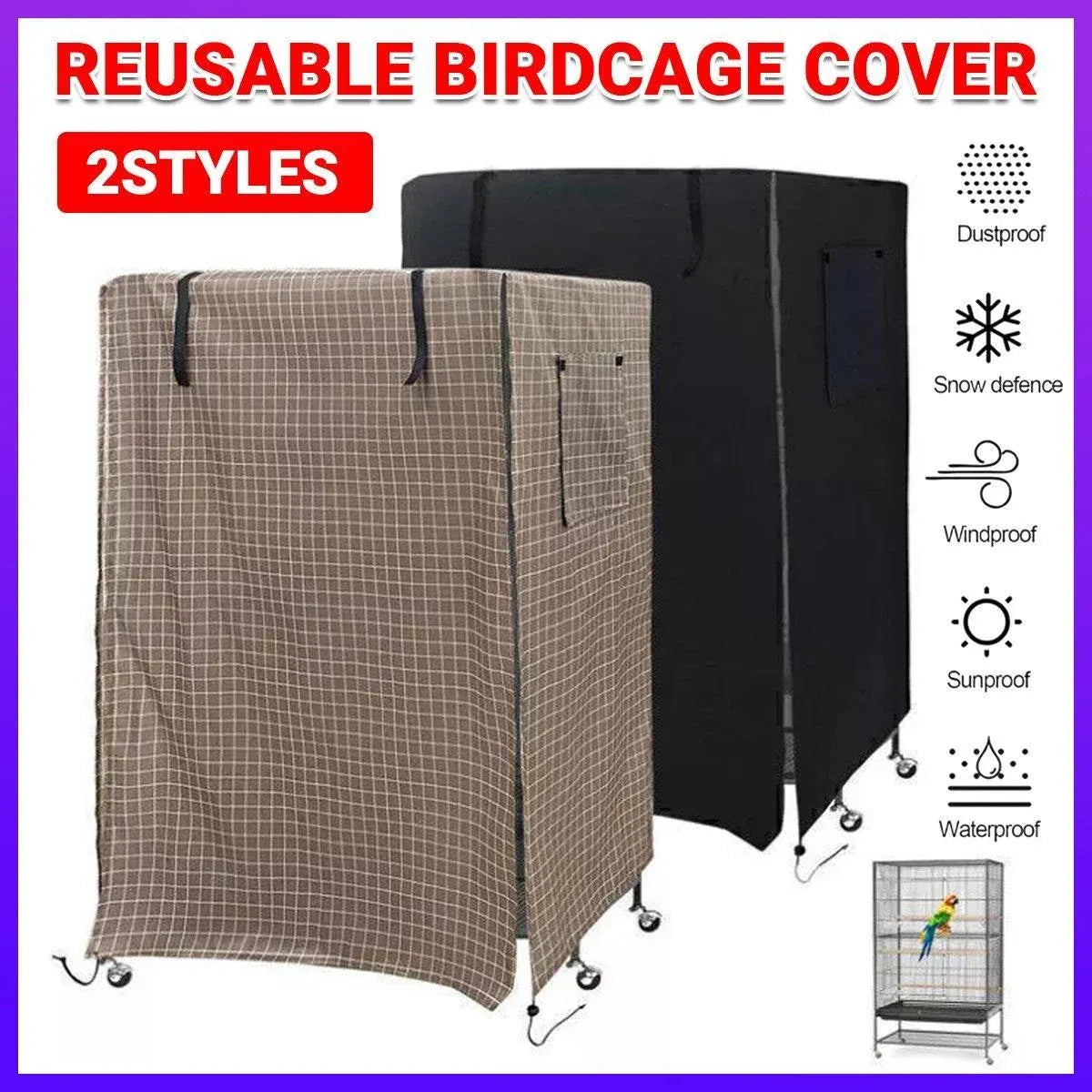 Waterproof Bird Cage Cover Outdoor Sun Rain Protection Pet Accessory