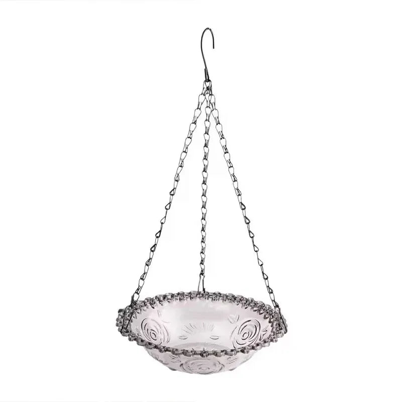 Balcony Bird Feeder Hanging Rail Mount Outdoor Suspended Feeding Station Garden - Grey