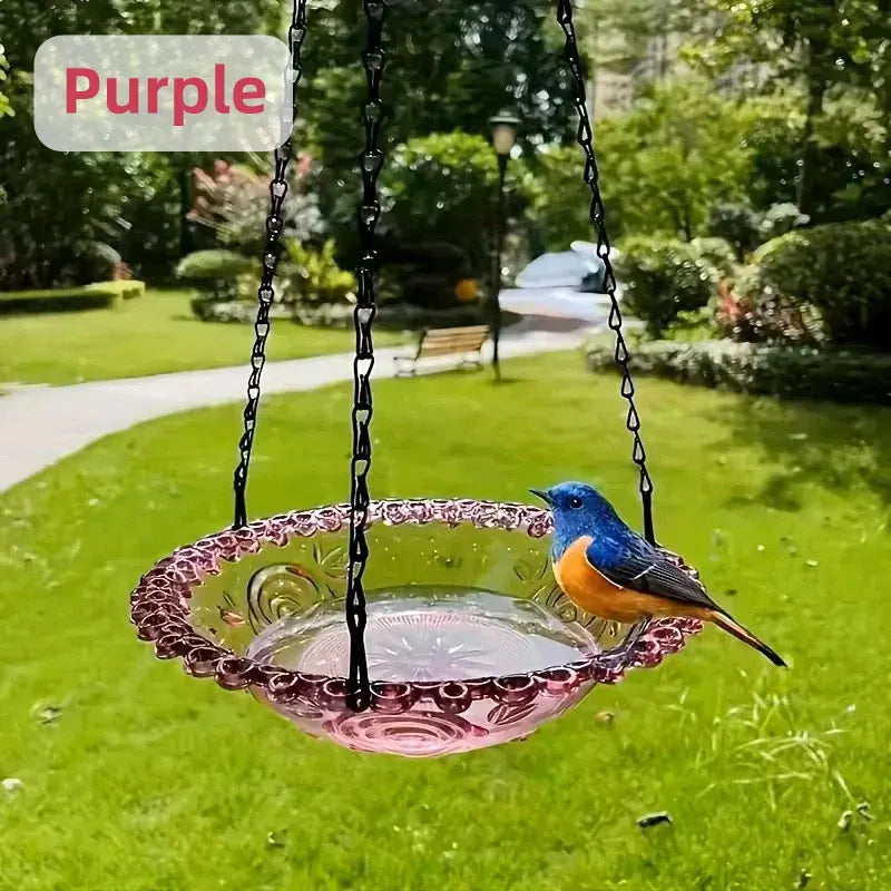Balcony Bird Feeder Hanging Rail Mount Outdoor Suspended Feeding Station Garden - Pink