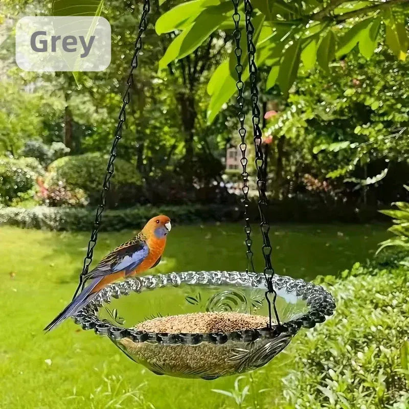Balcony Bird Feeder Hanging Rail Mount Outdoor Suspended Feeding Station Garden - Pink