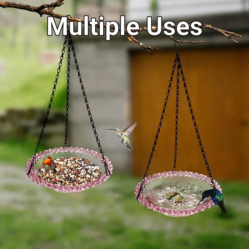 Balcony Bird Feeder Hanging Rail Mount Outdoor Suspended Feeding Station Garden - Purple