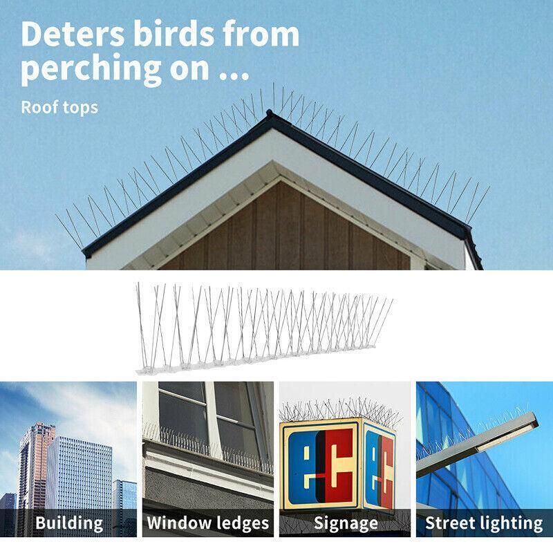 Lambu 10X 50Cm Anti Bird Spikes Pigeon Deterrent Repellent Bird Sting Stainless - 20 Groups