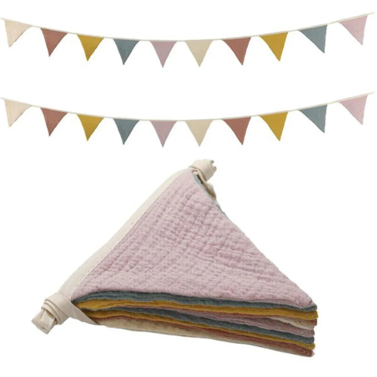 2PCS Triangle Bunting Flag Garland Hanging Flag Banner for Wedding Parties