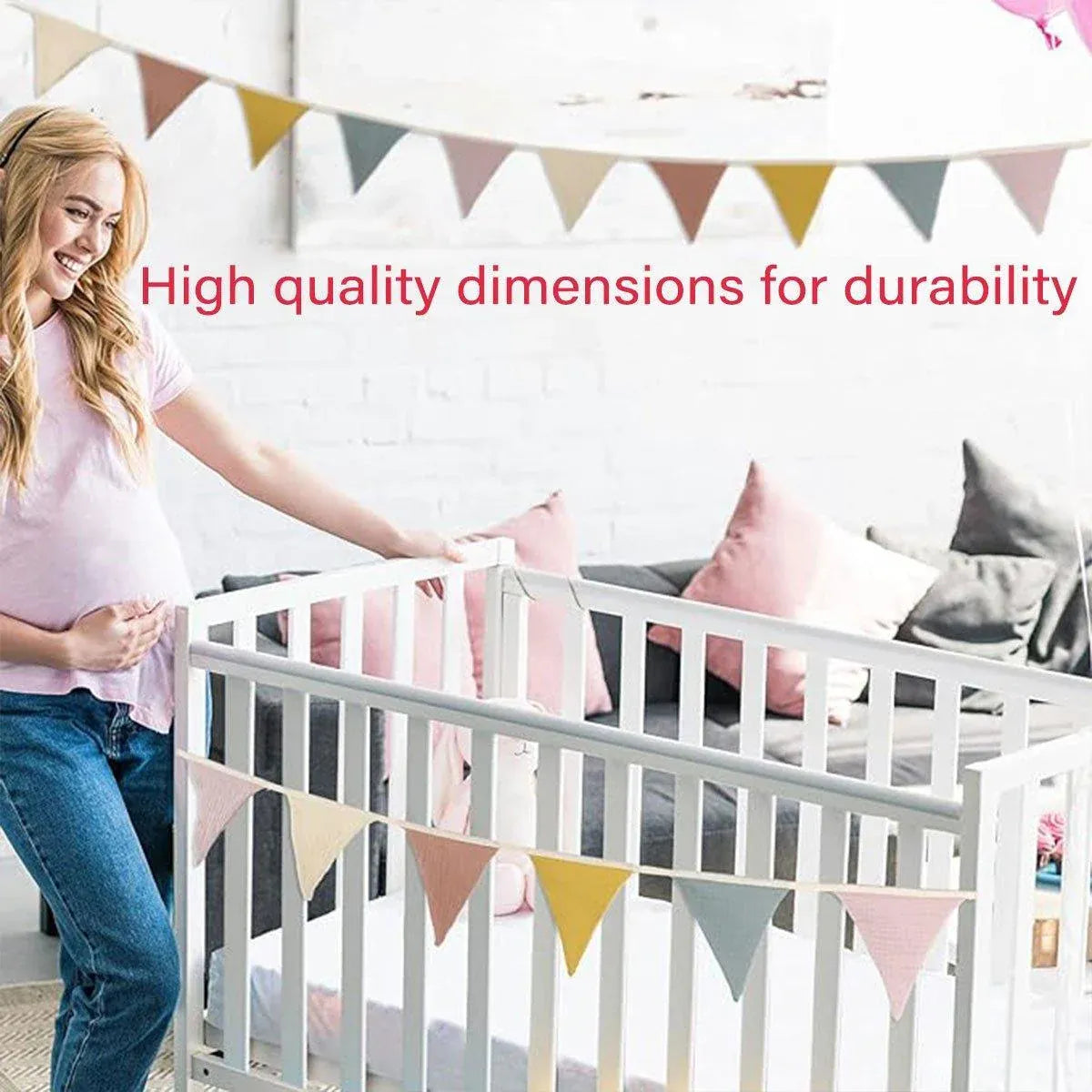 2PCS Triangle Bunting Flag Garland Hanging Flag Banner for Wedding Parties