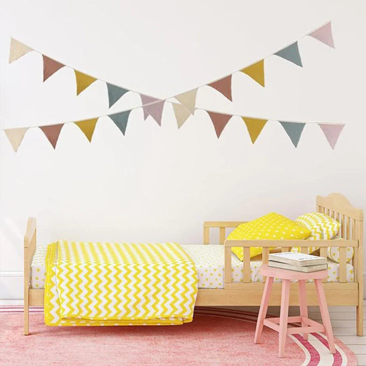 2PCS Triangle Bunting Flag Garland Hanging Flag Banner for Wedding Parties
