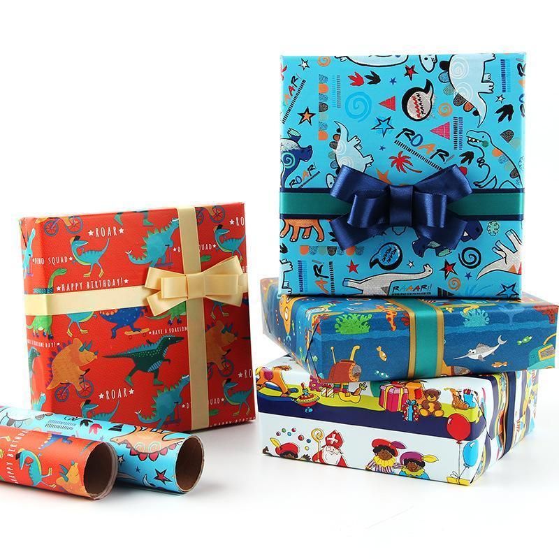 20pcs Cute Animal Cartoon Gift Wrapping Paper for Toys Bookskin and Crafts - Blue Car-20PCS