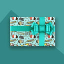 20pcs Cute Animal Cartoon Gift Wrapping Paper for Toys Bookskin and Crafts - Blue Car-20PCS