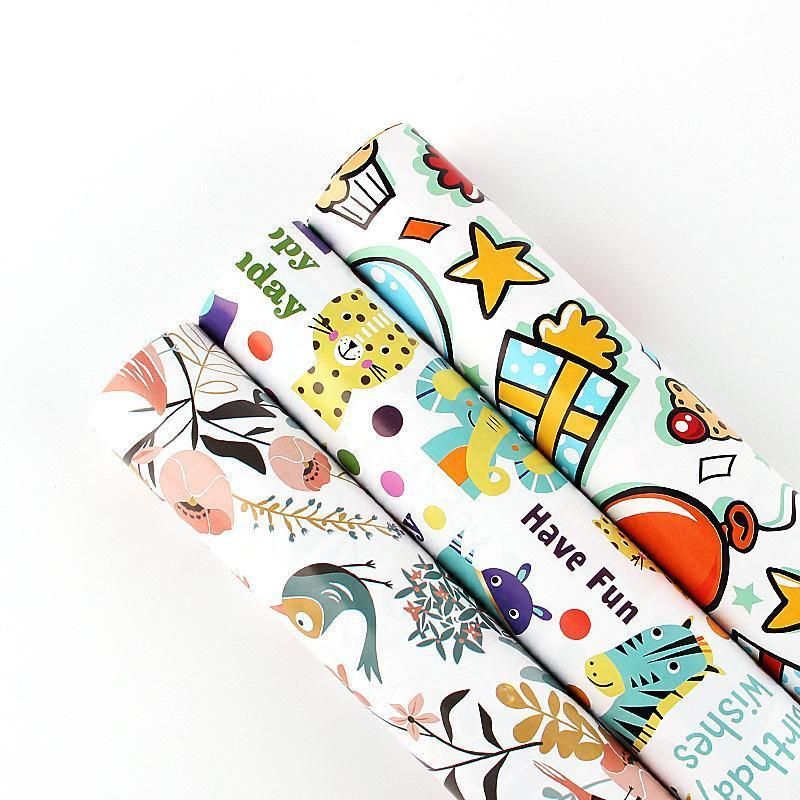 20pcs Cute Animal Cartoon Gift Wrapping Paper for Toys Bookskin and Crafts - Ice cream-20PCS