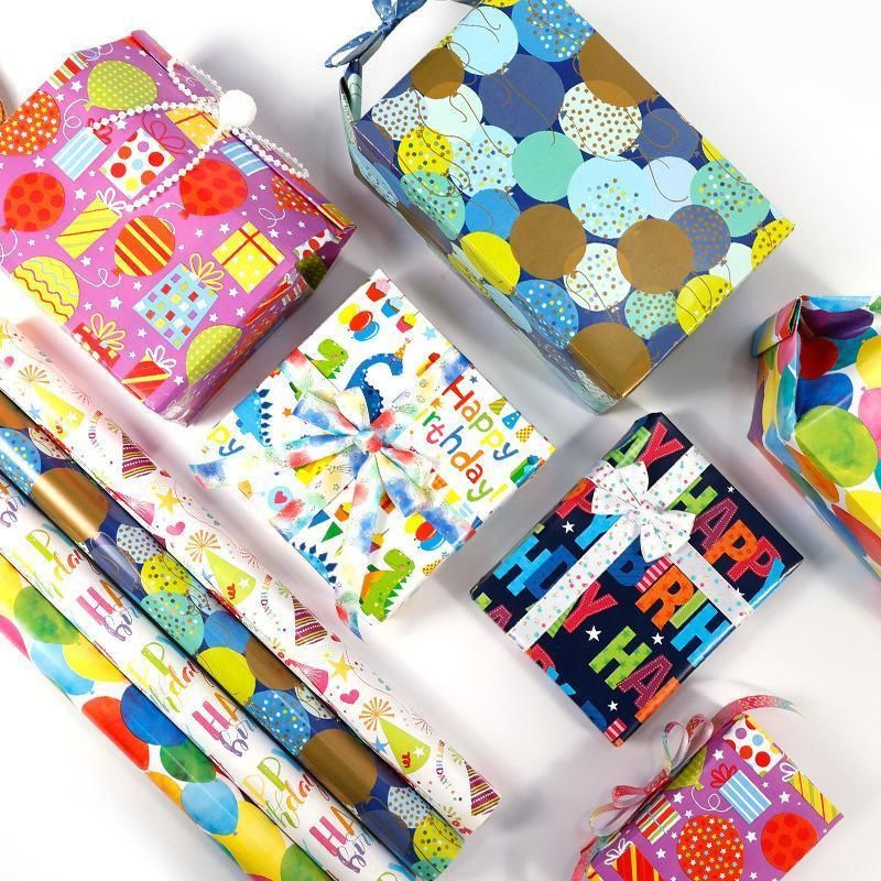 3 Pack Colorful Celebration with Premium Present Wrapping Paper - CSQQ