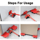 Heavy Duty Moving Tool Set Easy Move Five Piece Furniture Lifter Kit for Home - Black