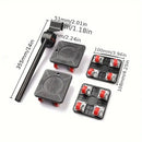 Heavy Duty Moving Tool Set Easy Move Five Piece Furniture Lifter Kit for Home - Red