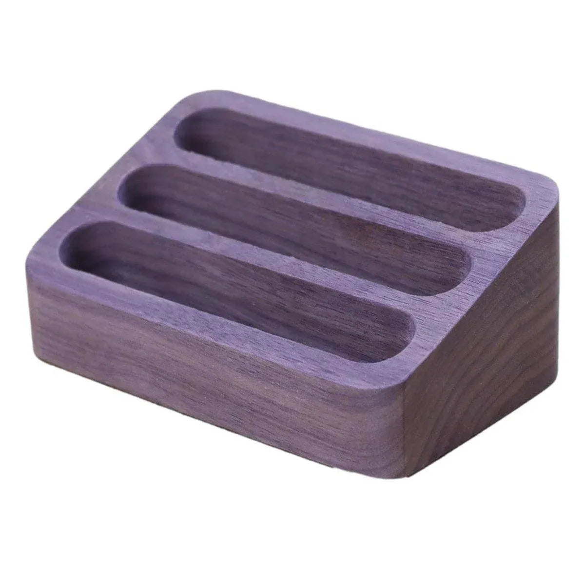 Black Walnut 3 Compartment Business Card Holder Office Card Organizer Case