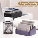 Black Walnut 3 Compartment Business Card Holder Office Card Organizer Case