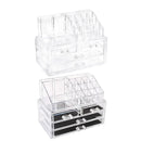 Holder Cosmetic Makeup Organiser 4 Drawer Storage Jewellery Box Clear Acrylic - With Black Mesh Pad