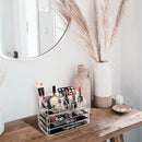 Holder Cosmetic Makeup Organiser 4 Drawer Storage Jewellery Box Clear Acrylic - With Black Mesh Pad