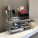 Holder Cosmetic Makeup Organiser 4 Drawer Storage Jewellery Box Clear Acrylic - With Black Mesh Pad
