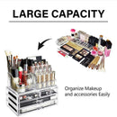 Holder Cosmetic Makeup Organiser 4 Drawer Storage Jewellery Box Clear Acrylic - With Black Mesh Pad